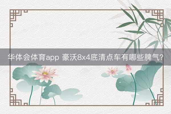 华体会体育app 豪沃8x4底清点车有哪些脾气?