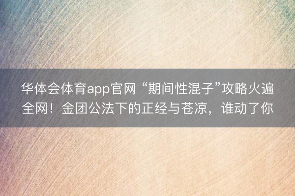 华体会体育app官网 “期间性混子”攻略火遍全网!金团公法下的正经与苍凉,谁动了你