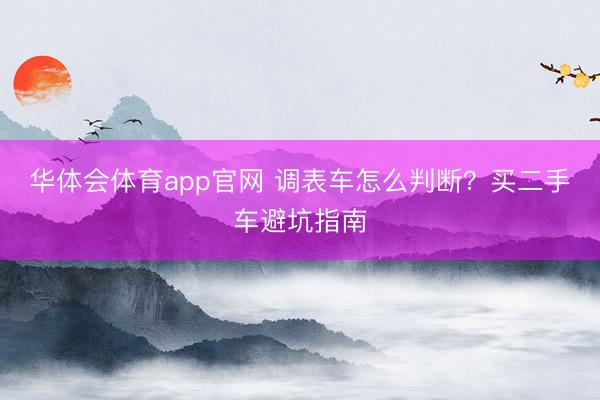 华体会体育app官网 调表车怎么判断?买二手车避坑指南
